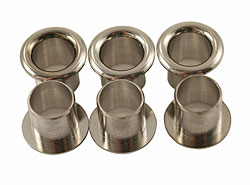 STAMPED TUNER EYELETS (1/4 ID) - Nickel (SET 6)